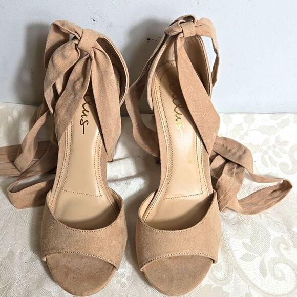 Lulu's Tan Wrap Suede Heels - Picture 4 of 8